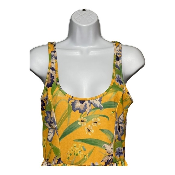Zara Yellow Tropical Floral Mini Tank Dress Medium - Picture 6 of 7